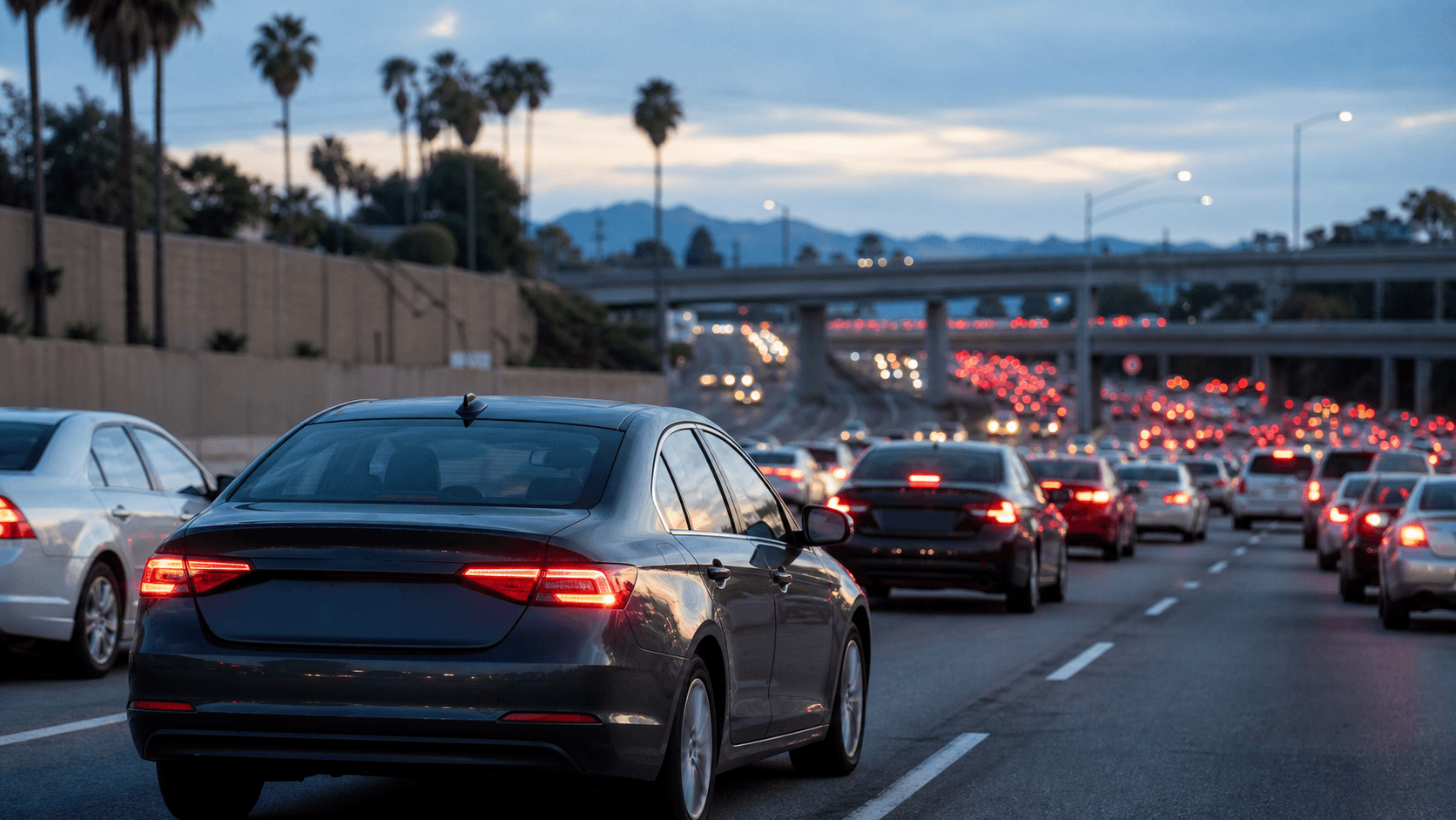 California freeway traffic representing uninsured motorist rates and auto insurance costs in 2026